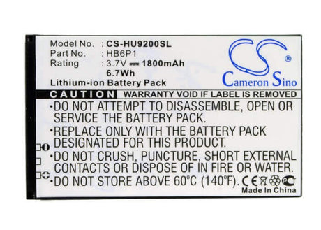 3.7V, Li-ion, 1800mAh, SmartPhone battery fits Huawei, Hb6p1, Ascend P Lte, Ascend P1 4g, 6.66Wh Mobile, SmartPhone Cameron Sino Technology Limited (Suspended)