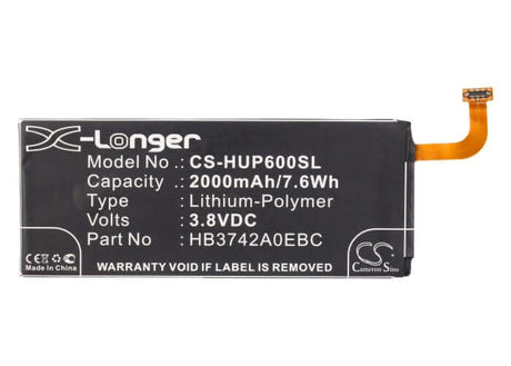 3.8V, Li-Polymer, 2000mAh, SmartPhone battery fits Explay, Huawei, Hb3472a0ebc, Fresh, 7.6Wh Mobile, SmartPhone Cameron Sino Technology Limited (Smartphone)