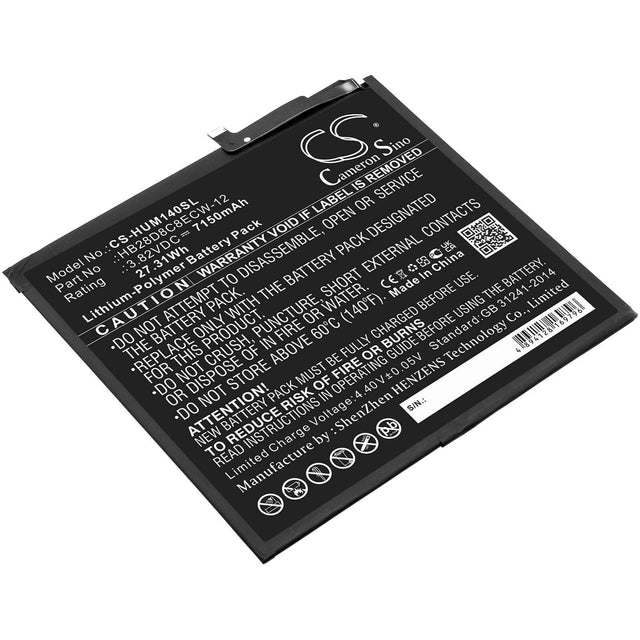 3.82V, Li-Polymer, 7150mAh, Tablet battery fits Huawei, Hb28d8c8ecw-12, Bah3-al00, Bah3-l09, 27.31Wh Tablet Cameron Sino Technology Limited