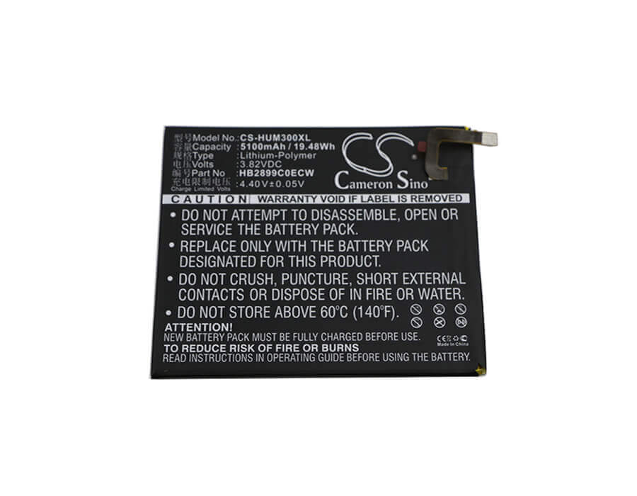3.82V, Li-Polymer, 5100mAh, Tablet battery fits Huawei, Hb2899c0ecw, Btv-dl09, Btv-w09, 19.48Wh Tablet Cameron Sino Technology Limited