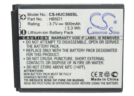3.7V, Li-ion, 900mAh, SmartPhone battery fits Huawei, Hb5d1, C5110, C5600, 3.33Wh Mobile, SmartPhone Cameron Sino Technology Limited (Smartphone)