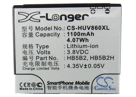 3.7V, Li-ion, 1100mAh, SmartPhone battery fits Esia, Vodafone, Huawei, Hb5b2, Qwerty Mini, 4.07Wh Mobile, SmartPhone Cameron Sino Technology Limited (Smartphone)