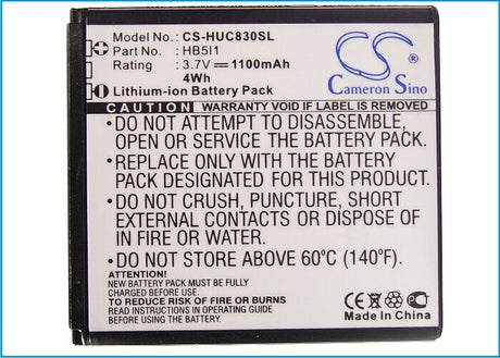 3.7V, Li-ion, 1100mAh, SmartPhone battery fits Huawei, Hb5i1, Boulder, C6110, 4.07Wh Mobile, SmartPhone Cameron Sino Technology Limited (Suspended)