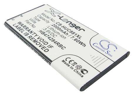 3.8V, Li-ion, 2000mAh, SmartPhone battery fits Huawei, Hb474284rbc, Ascend G521, Ascend G521-l076, 7.6Wh Mobile, SmartPhone Cameron Sino Technology Limited (Smartphone)