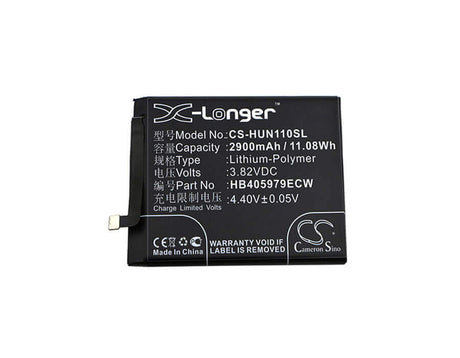 3.82V, Li-Polymer, 2900mAh, SmartPhone battery fits Huawei, Hb405979ecw, Amn-lx9, Can-l11, 11.08Wh Mobile, SmartPhone Cameron Sino Technology Limited (Smartphone)