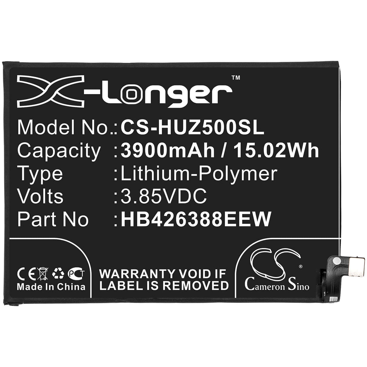 3.85V, Li-Polymer, 3900mAh, SmartPhone battery fits Huawei, Hb426388eew, Changxiang 20 Pro, Dvc-an00, 15.02Wh Mobile, SmartPhone Cameron Sino Technology Limited (Smartphone)