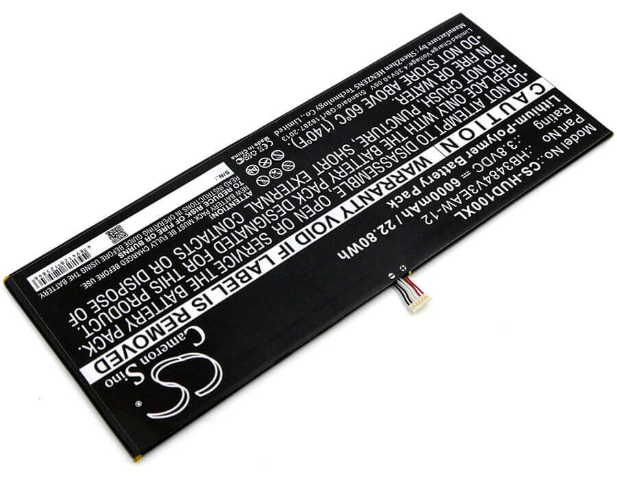 3.8V, Li-Polymer, 6000mAh, Tablet battery fits Huawei, Hb3484v3eaw-12, D-01h, Dtab, 22.80Wh Tablet Cameron Sino Technology Limited