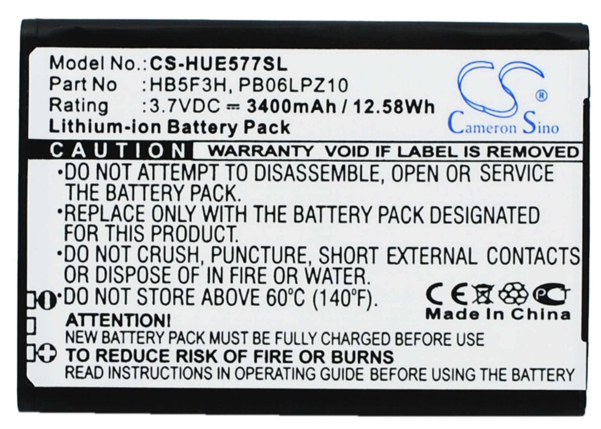 3.7V, Li-ion, 3400mAh, Hotspot battery fits Huawei, Hb5f3h, E5372t, E5372ts-32, 12.58Wh Hotspot Cameron Sino Technology Limited