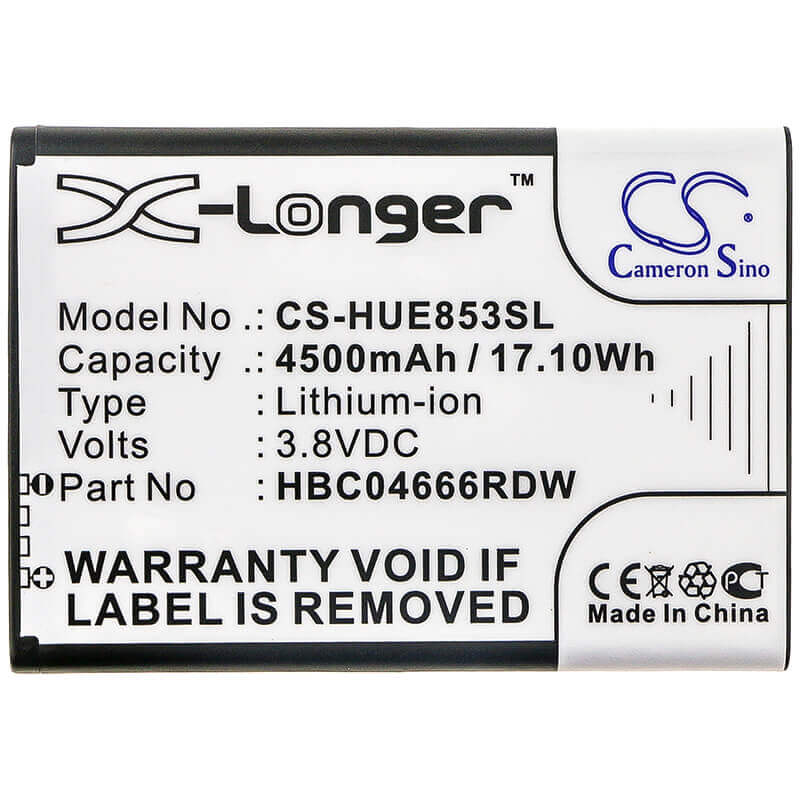 3.8V, Li-ion, 4500mAh, Hotspot battery fits Huawei, Hbc04666rdw, E5573s-852, E5573s-853, 17.10Wh Hotspot Cameron Sino Technology Limited
