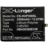 3.85V, Li-Polymer, 3550mAh, SmartPhone battery fits Huawei, Hb436380ecw, Ele-al00, Ele-al10, 13.67Wh Mobile, SmartPhone Cameron Sino Technology Limited (Smartphone)