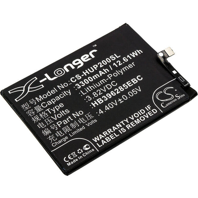 3.82V, Li-Polymer, 3300mAh, SmartPhone battery fits Huawei, Hb396285ebc, Col-al00, Col-al10, 12.61Wh Mobile, SmartPhone Cameron Sino Technology Limited (Smartphone)