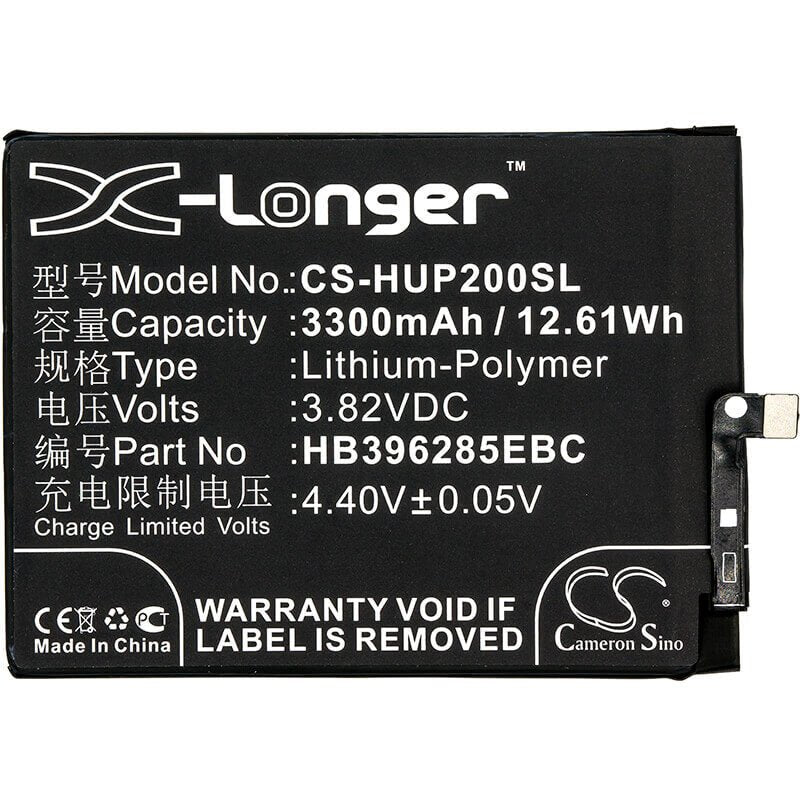 3.82V, Li-Polymer, 3300mAh, SmartPhone battery fits Huawei, Hb396285ebc, Col-al00, Col-al10, 12.61Wh Mobile, SmartPhone Cameron Sino Technology Limited (Smartphone)