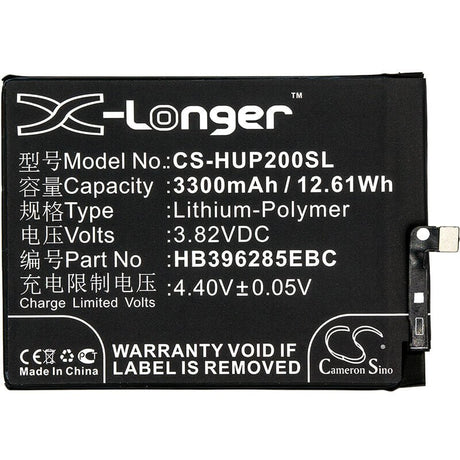 3.82V, Li-Polymer, 3300mAh, SmartPhone battery fits Huawei, Hb396285ebc, Col-al00, Col-al10, 12.61Wh Mobile, SmartPhone Cameron Sino Technology Limited (Smartphone)