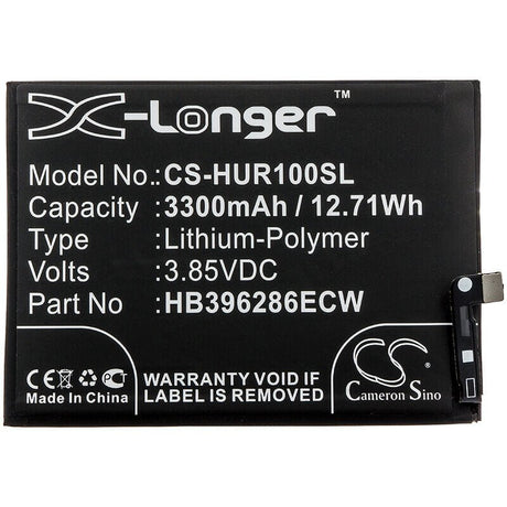 3.85V, Li-Polymer, 3300mAh, SmartPhone battery fits Huawei, Hb396286ecw, Enjoy 9s, Honor 10 Lite, 12.71Wh Mobile, SmartPhone Cameron Sino Technology Limited (Smartphone)