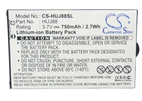 3.7V, Li-ion, 750mAh, SmartPhone battery fits Huawei, Cricket J88b, Ez Cricket J88, 2.78Wh Mobile, SmartPhone Cameron Sino Technology Limited (Smartphone)