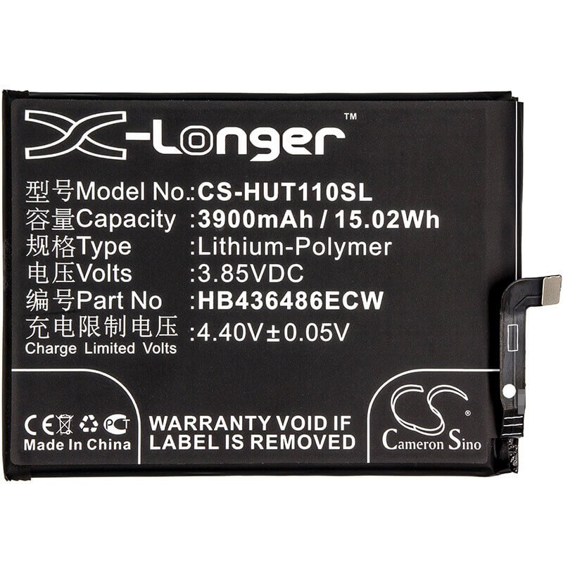 3.85V, Li-Polymer, 3900mAh, SmartPhone battery fits Huawei, Hb436486ecw, Bla-al00, Bla-l09, 15.02Wh Mobile, SmartPhone Cameron Sino Technology Limited (Smartphone)