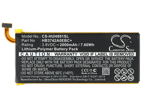 3.8V, Li-Polymer, 2000mAh, SmartPhone battery fits Huawei, Hb3742a0ebc+, Ascend Snapto, G620-a2, 7.6Wh Mobile, SmartPhone Cameron Sino Technology Limited (Smartphone)