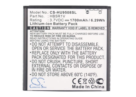 3.7V, Li-ion, 1700mAh, SmartPhone battery fits Huawei, Hb5r1v, Hn3-u01, Honor 2, 6.29Wh Mobile, SmartPhone Cameron Sino Technology Limited (Smartphone)