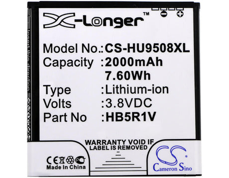 3.8V, Li-ion, 2000mAh, SmartPhone battery fits Huawei, Hb5r1v, Hn3-u01, Honor 2, 7.6Wh Mobile, SmartPhone Cameron Sino Technology Limited (Smartphone)