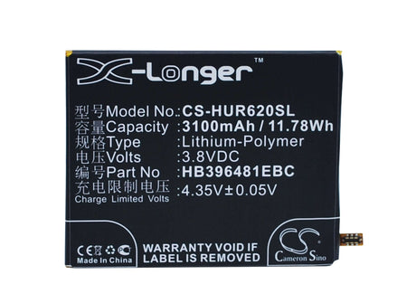 3.8V, Li-Polymer, 3100mAh, SmartPhone battery fits Huawei, Hb396481ebc, Ascend Y6 2, Ascend Y6ii, 11.78Wh Mobile, SmartPhone Cameron Sino Technology Limited (Smartphone)