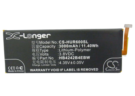 3.8V, Li-Polymer, 3000mAh, SmartPhone battery fits Huawei, Hb4242b4ebw, Ath-al00, Ath-cl00, 11.4Wh Mobile, SmartPhone Cameron Sino Technology Limited (Smartphone)