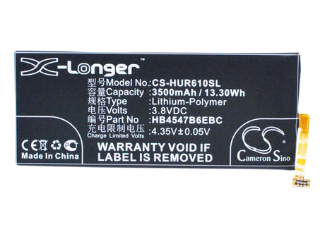 3.8V, Li-Polymer, 3500mAh, SmartPhone battery fits Huawei, Hb4547b6ebc, Ascend Gx1, Ascend Gx1 Dual Sim, 13.3Wh Mobile, SmartPhone Cameron Sino Technology Limited (Smartphone)