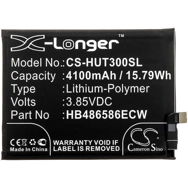 3.85V, Li-Polymer, 4100mAh, SmartPhone battery fits Huawei, Hb486586ecw, Honor V30, Honor View 30, 15.79Wh Mobile, SmartPhone Cameron Sino Technology Limited (Smartphone)
