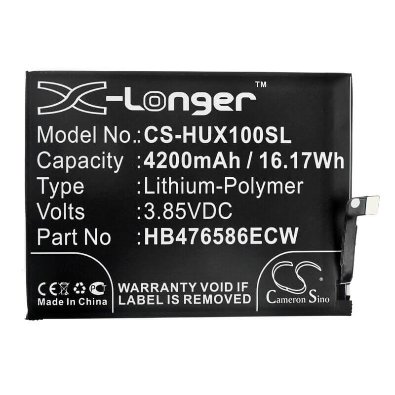 3.85V, Li-Polymer, 4200mAh, SmartPhone battery fits Huawei, Hb476586ecw, Honor X10, Honor X10 5g, 16.17Wh Mobile, SmartPhone Cameron Sino Technology Limited (Smartphone)