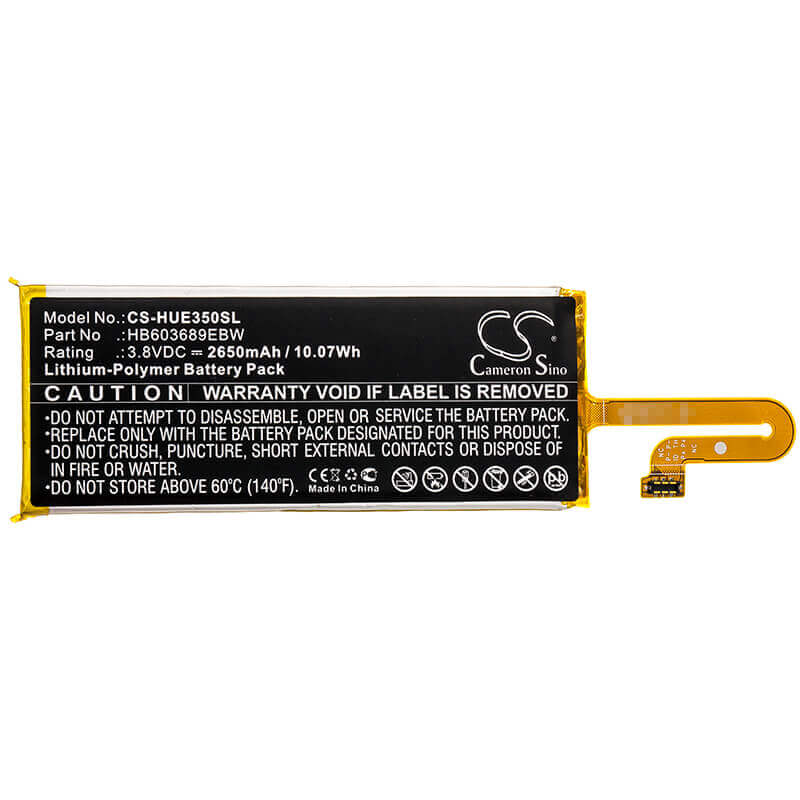 3.8V, Li-Polymer, 2650mAh, Hotspot battery fits Huawei, Hb603689ebw, Hwd35, Speed Wi-fi Next W04, 10.07Wh Hotspot Cameron Sino Technology Limited