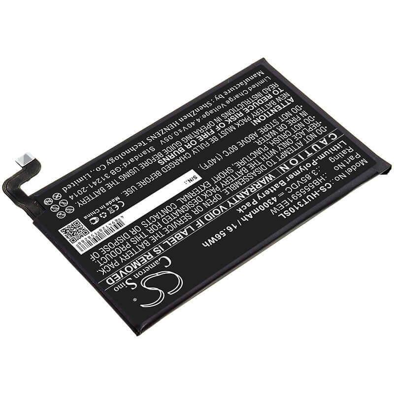 3.85V, Li-Polymer, 4300mAh, SmartPhone battery fits Huawei, Hb555591eew, Lio-an00, Lio-an00p, 16.56Wh Mobile, SmartPhone Cameron Sino Technology Limited (Smartphone)