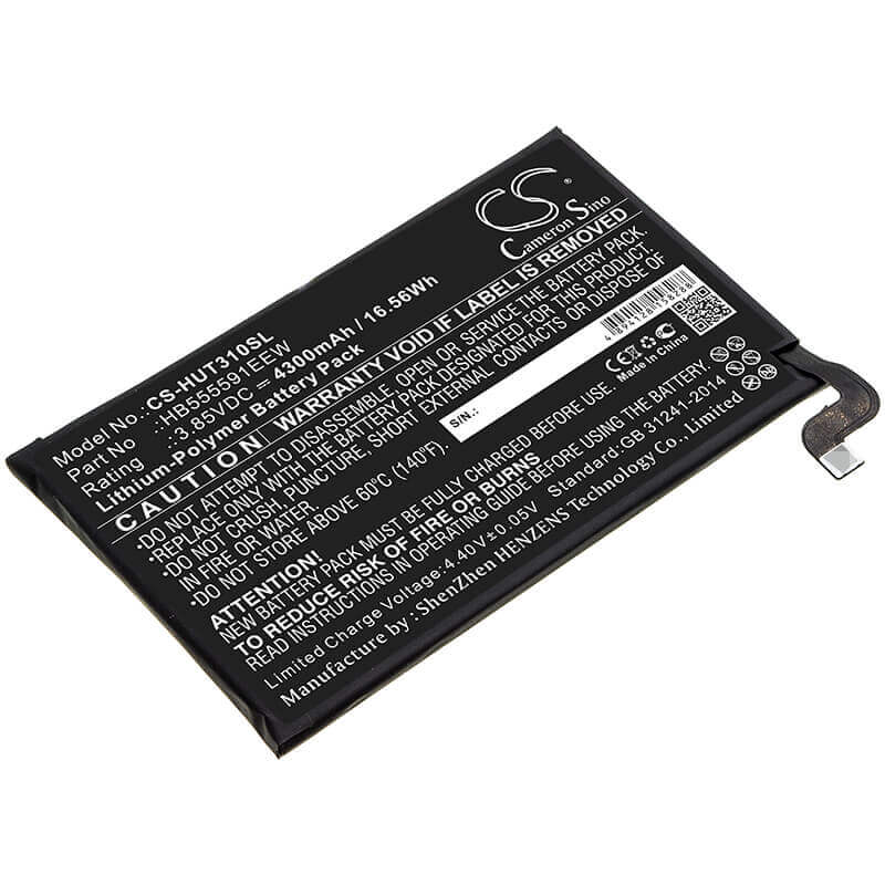 3.85V, Li-Polymer, 4300mAh, SmartPhone battery fits Huawei, Hb555591eew, Lio-an00, Lio-an00p, 16.56Wh Mobile, SmartPhone Cameron Sino Technology Limited (Smartphone)