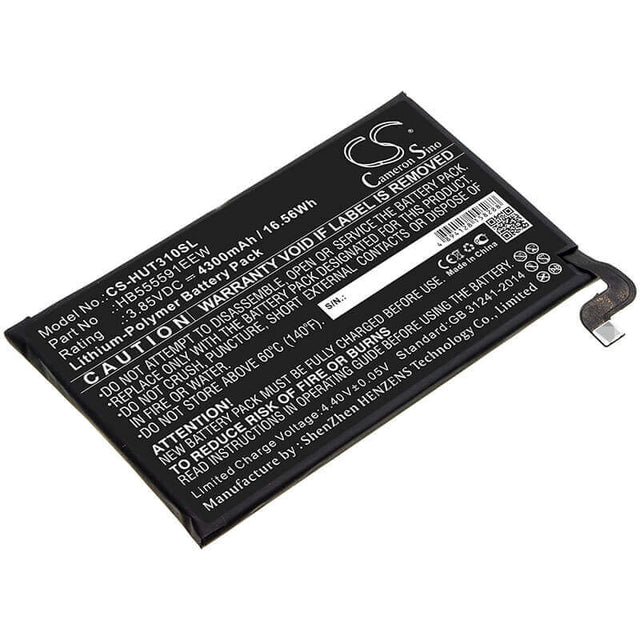 3.85V, Li-Polymer, 4300mAh, SmartPhone battery fits Huawei, Hb555591eew, Lio-an00, Lio-an00p, 16.56Wh Mobile, SmartPhone Cameron Sino Technology Limited (Smartphone)