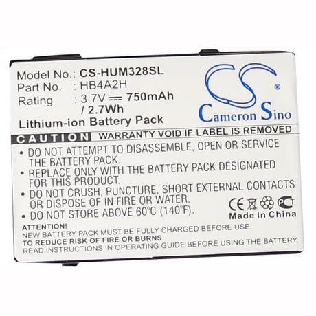 Battery For Huawei M328, Pbh12, Hwz10 3.7v, 750mah - 2.78wh Batteries for Electronics Cameron Sino Technology Limited (Suspended)