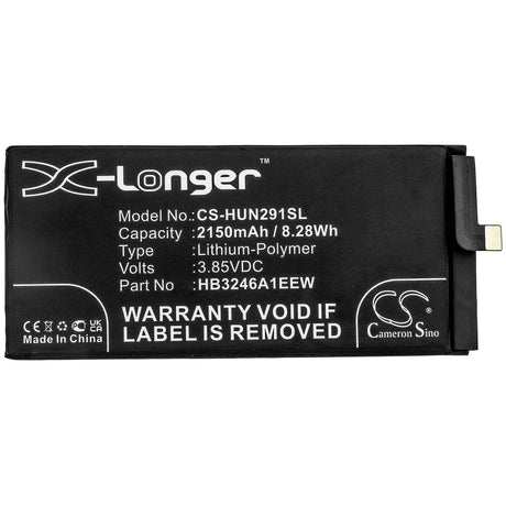 3.85V, Li-Polymer, 2150mAh, SmartPhone battery fits Huawei, Hb3246a1eew, Mate Xs, Tah-an00m, 8.28Wh Mobile, SmartPhone Cameron Sino Technology Limited (Smartphone)