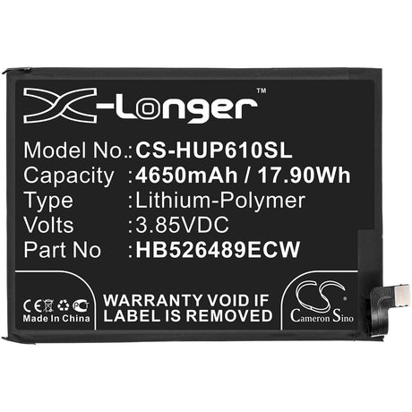 3.85V, Li-Polymer, 4650mAh, SmartPhone battery fits Huawei, Hb526489ecw, Med-l29, Med-l29n, 17.9Wh Mobile, SmartPhone Cameron Sino Technology Limited (Smartphone)
