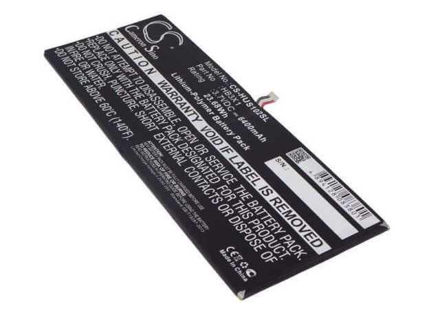 3.7V, Li-Polymer, 6400mAh, Tablet battery fits Huawei, Hb3x1, Mediapad 10 Link, S10-201w, 23.68Wh Tablet Cameron Sino Technology Limited