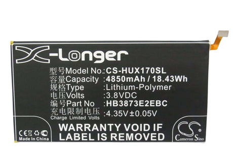 3.8V, Li-Polymer, 4850mAh, Tablet battery fits Huawei, Hb3873e2ebc, 7d-501l, 7d-501u, 18.43Wh Tablet Cameron Sino Technology Limited