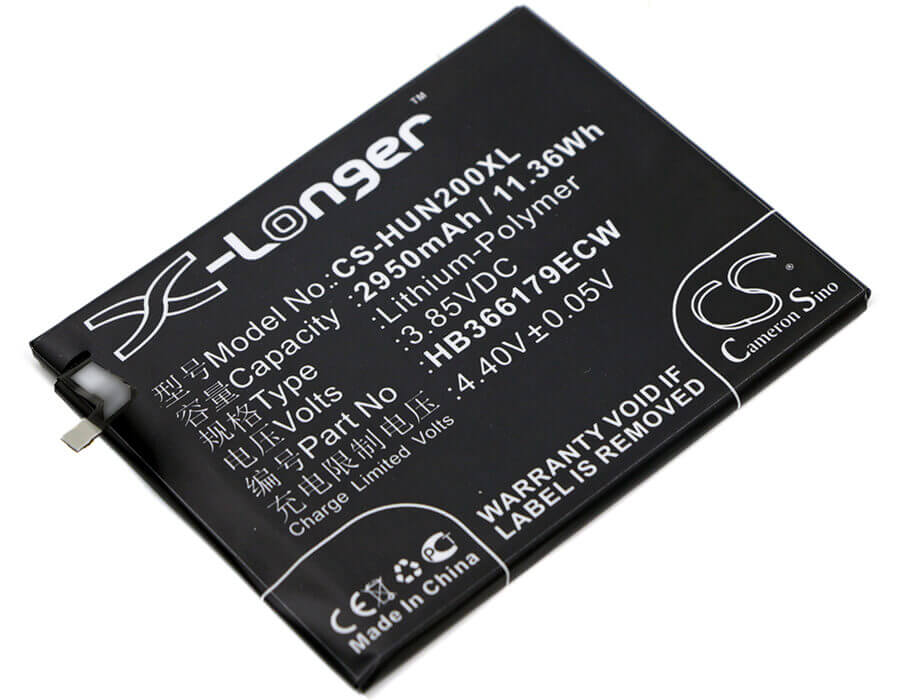 3.85V, Li-Polymer, 2950mAh, SmartPhone battery fits Huawei, Hb366179ecw, Nova 2, Nova 2 Dual Sim, 11.36Wh Mobile, SmartPhone Cameron Sino Technology Limited (Smartphone)