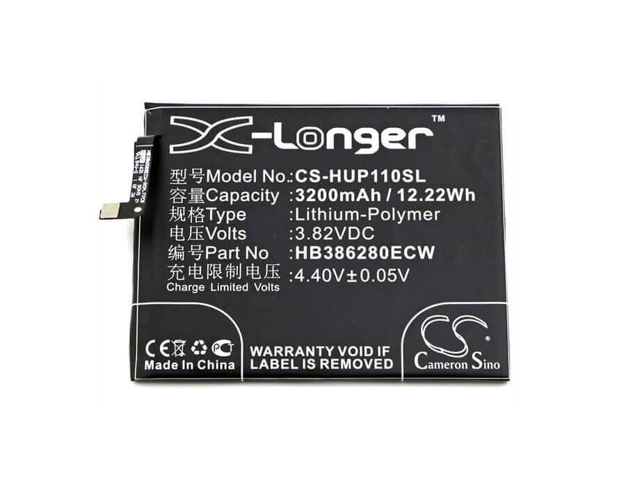 3.82V, Li-Polymer, 3200mAh, SmartPhone battery fits Huawei, Hb386280ebc, Honor 9, Honor 9 Premium Edition, 12.22Wh Mobile, SmartPhone Cameron Sino Technology Limited (Smartphone)