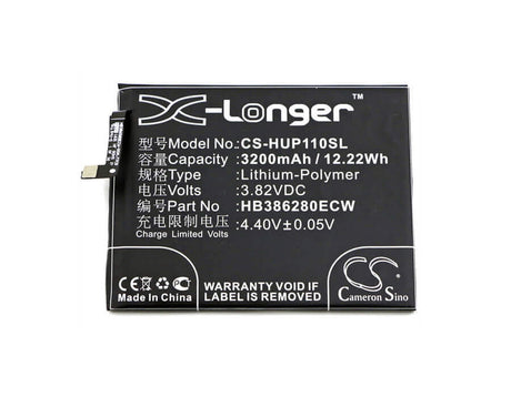 3.82V, Li-Polymer, 3200mAh, SmartPhone battery fits Huawei, Hb386280ebc, Honor 9, Honor 9 Premium Edition, 12.22Wh Mobile, SmartPhone Cameron Sino Technology Limited (Smartphone)