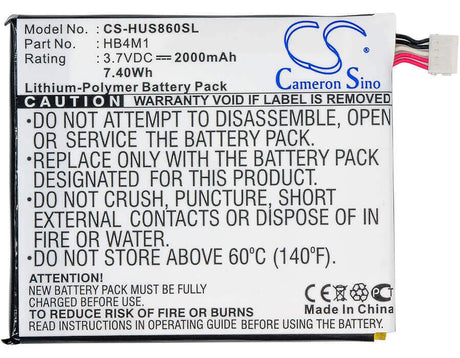 3.7V, Li-Polymer, 2000mAh, SmartPhone battery fits Huawei, Hb4m1, S8600, 7.4Wh Mobile, SmartPhone Cameron Sino Technology Limited (Smartphone)