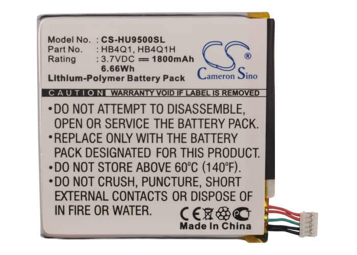 3.7V, Li-Polymer, 1800mAh, SmartPhone battery fits Huawei, Hb4q1, Ascend D Quad Xl, Ascend D1, 6.66Wh Mobile, SmartPhone Cameron Sino Technology Limited (Smartphone)