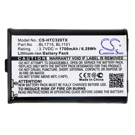 3.7V, Li-ion, 1700mAh, Two-Way Radio battery fits Hyt, Bl1101, Tc-320, Tc-320u, 6.29Wh Two-Way Radio Cameron Sino Technology Limited