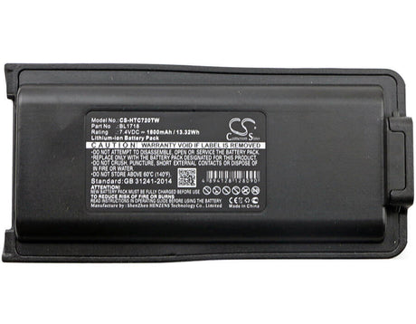 7.4V, Li-ion, 1800mAh, Two-Way Radio battery fits Retevis, Tytera, Bl1718, Rt1, 13.32Wh Two-Way Radio Cameron Sino Technology Limited