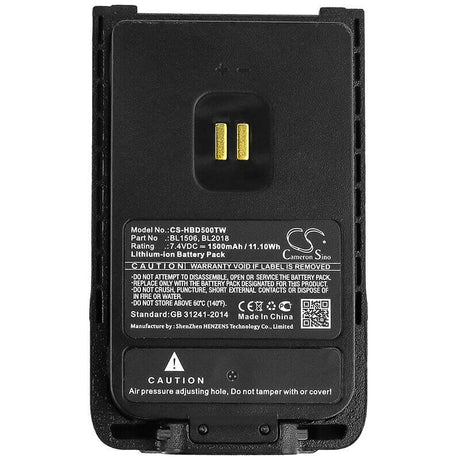 7.4V, Li-ion, 1500mAh, Two-Way Radio battery fits Hytera, Bl1506, Bd500, Bd505, 11.1Wh Two-Way Radio Cameron Sino Technology Limited