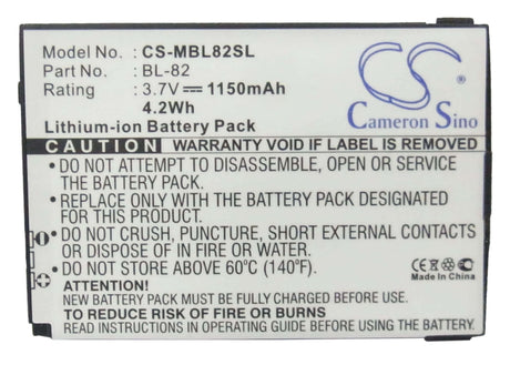 3.7V, Li-ion, 1150mAh, SmartPhone battery fits I-mobile, Bl-82, 2206, 4.26Wh Mobile, SmartPhone Cameron Sino Technology Limited (Suspended)