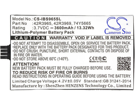 3.7V, Li-Polymer, 3600mAh, RAID Controller battery fits Ibm, 42r3965, 45906, 571f, 13.32Wh RAID Controller Cameron Sino Technology Limited