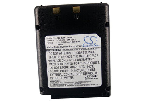 12.0V, Ni-MH, 1000mAh, Two-Way Radio battery fits Icom, Bp-166, Ic-a22, Ic-a22e, 12Wh Two-Way Radio Cameron Sino Technology Limited