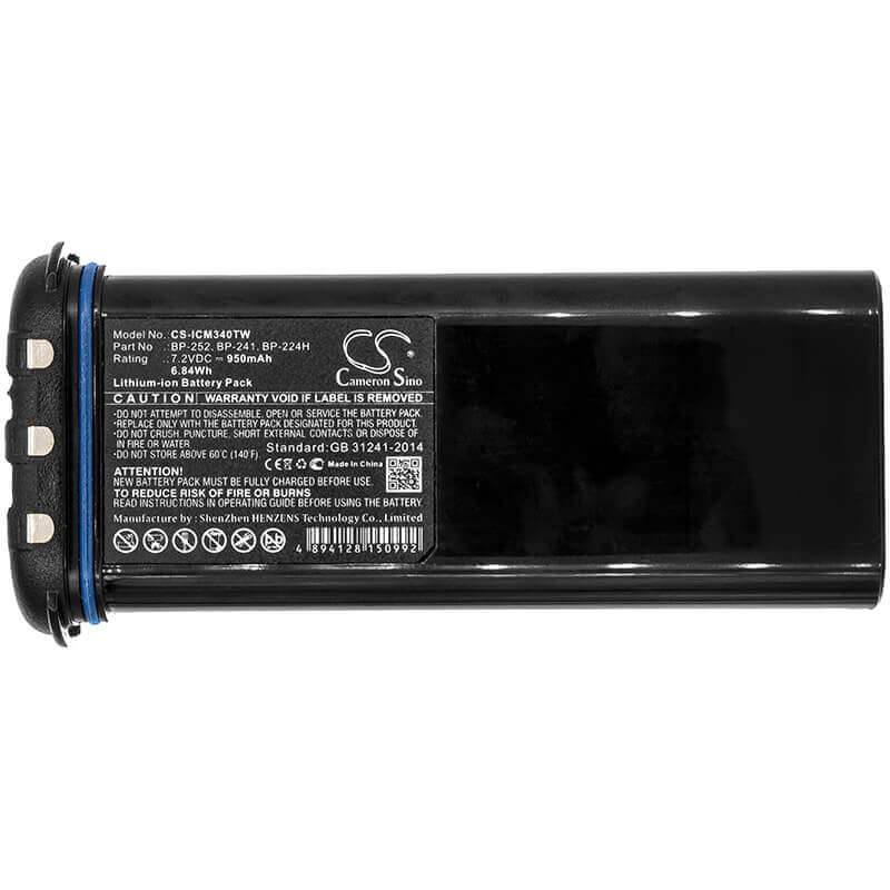 7.2V, Li-ion, 950mAh, Two-Way Radio battery fits Icom, Bp-224h, Ic-gm1600, Ic-gm1600e, 6.84Wh Two-Way Radio Cameron Sino Technology Limited