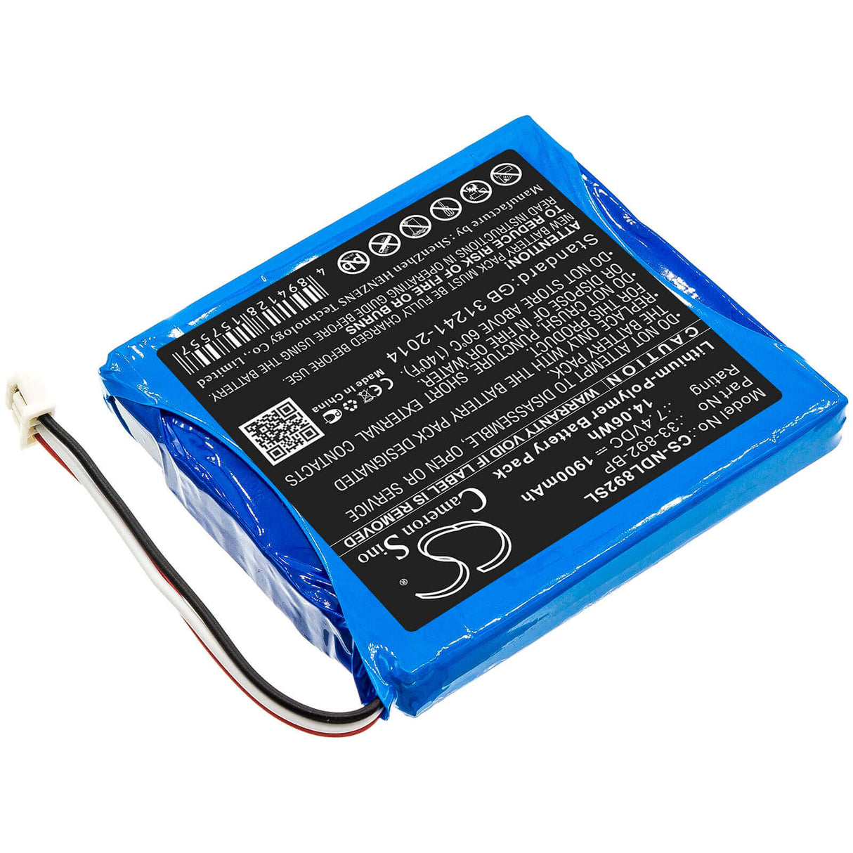 7.4V, Li-Polymer, 1900mAh, Equipment battery fits Ideal, 33-892-bp, 33-892, 33-892 Securitest Pro Tester, 14.06Wh Equipment, Survey, Test Cameron Sino Technology Limited